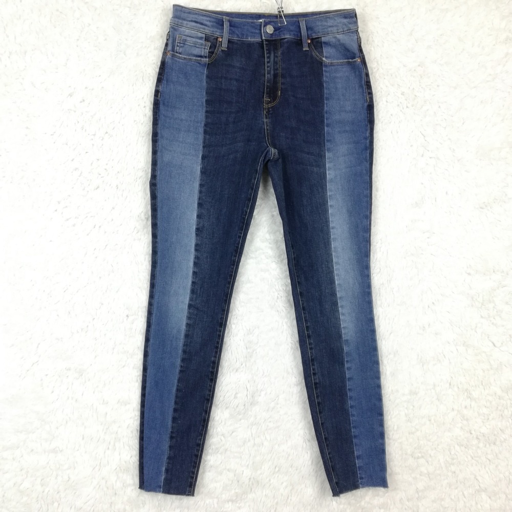 Pacsun Womens Jeans High Rise Jegging Blue Denim Two Tone Raw Hem Stretch 27